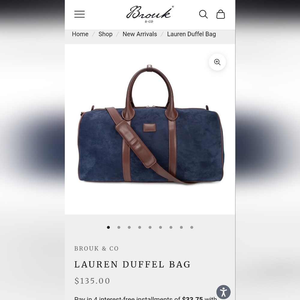 Brouk & Co Lauren Duffle Bag In Navy - 21x9.5x14 - New In Bag